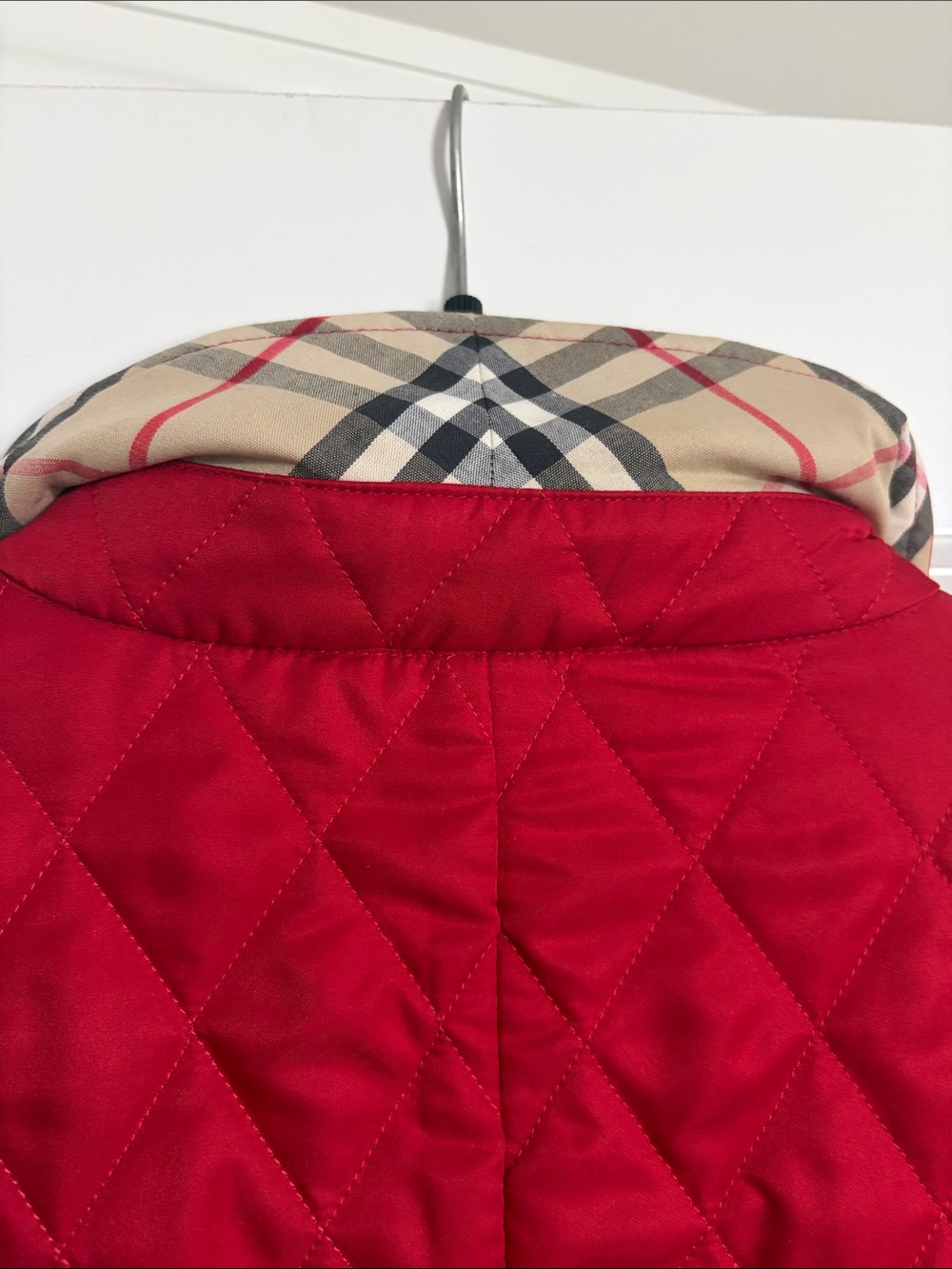 Burberry Red Quilted Snap-Front Jacket - Picture 8 of 8